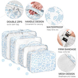 8 Set Packing Cubes for Suitcases,Packing Cube with Shoe, Cosmetics, Clothing, and Accessories Bags Packing Cubes for Travel Luggage Organizer Women Men(Blue Flowers)