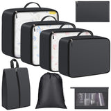 8 Set Packing Cubes for Travel Essentials, Packing Bags, Carrry-On Travel Accessories, Suitcase Organizers with Sturdy Zippers, Luggage Organizer for Airplane, Camping, Road Trip (Grey)