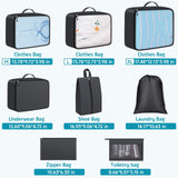 8 Set Packing Cubes for Travel Essentials, Packing Bags, Carrry - On Travel Accessories, Suitcase Organizers with Sturdy Zippers, Luggage Organizer for Airplane, Camping, Road Trip (Grey)