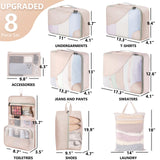 8 Set Packing Cubes for Travel, Gifts for Women Mom,Anti - Tearing Suitcase Organizer for Luggage with Shoe & Hanging Toiletry Bag,OlarHike Vacation Essentials & Accessories for Cruise Ship
