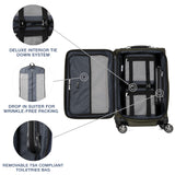 Travelpro Platinum Elite Softside Expandable Carry on Luggage, 8 Wheel Spinner Suitcase, USB Port, Suiter, Men and Women, Pilot Green, Carry On 21-Inch