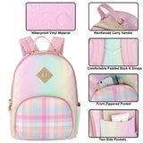 Emma & Chloe Pastel Waterproof Vinyl Backpack for Traveling and Commuting (Ombre Stripes)