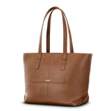 Samsonite Mobile Solutions 2 Leather Tote, Stylish Women’s Laptop and Work Bag with StackIt Strap, Padded Laptop Sleeve, Interior Organizer & Protective Feet, Soft Pebbled Leather - Cognac