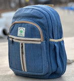 KayJayStyles Small Lightweight Daypack Backpack Handmade Himalayan Hemp Travel, Hiking, Purse (Denim Blue)