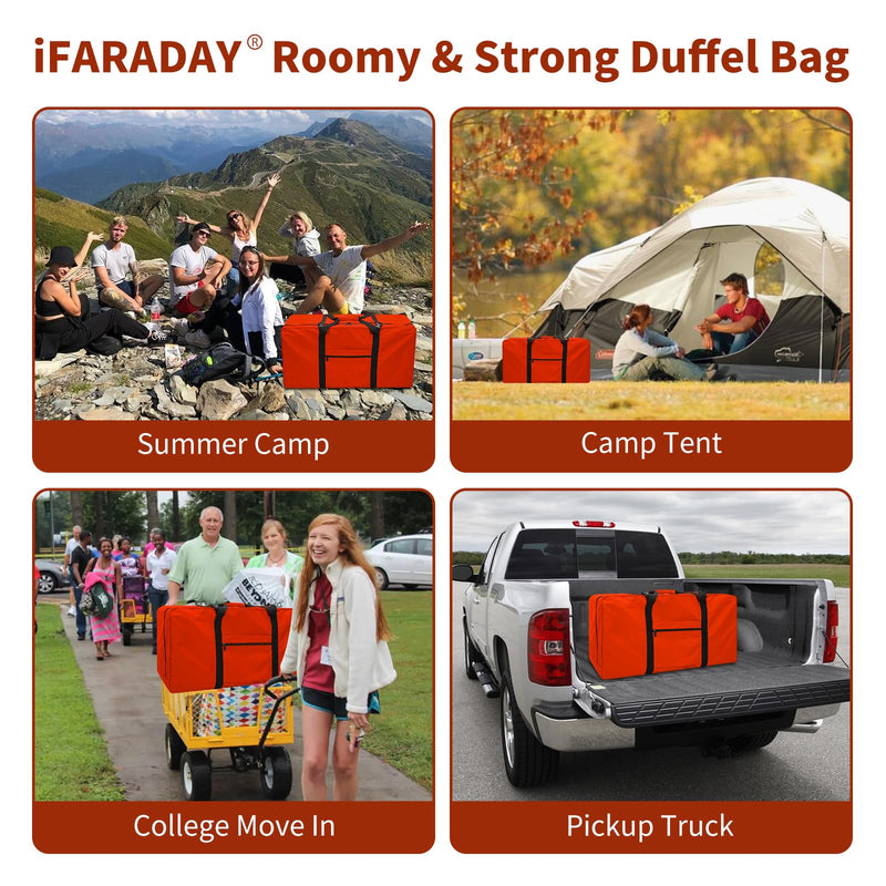 110L Extra Large Duffel Bag 32.5 inch Travel Duffle Bag lightweight Luggage Storage Bag for Outdoor, Camping, Sport-Orange