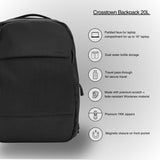 Incase Crosstown Backpack – 20L Everyday Laptop Backpack for Work, Travel – 16" Faux Fur Laptop Sleeve, External Front Pocket, Water Bottle Pockets, Travel Pass Through - Black