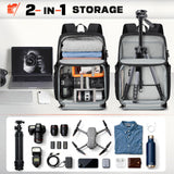 RAINSMORE Camera Bag Backpack for DSLR/SLR/Mirrorless Camera Bags for Photographers 15.6 Inch Waterproof Tactical Photography Case with Rain Cover & Tripod Holder, Black