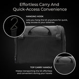 Briggs & Riley Deluxe Hangable Kit - Hanging Toiletry Travel Bag for Women & Men, Organizer for Bathroom Accessories, Makeup, & Skincare, Dopp Kit for Vacation - Baseline Collection, Black