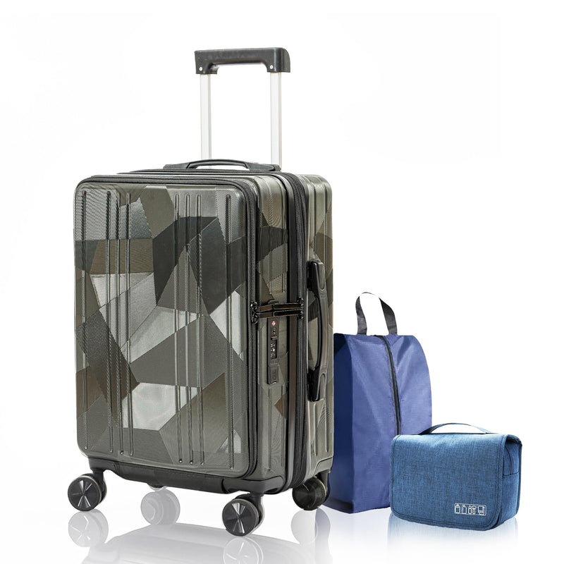 Lanuitjoy 20 inch Carry On Luggage Expandable Top Opening/Clamshell Opening, TSA Approved Carry On Luggage Hard Shell Suitcases, Lightweight Away Carry On Suitcases, Grey