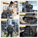 Lekereise Top-Expandable Pet Carrier 17x11x9.5 Inch Alaska Hawaiian Airline Approved Soft Sided Underseat to 12lbs Travel Carriers for Small Cats and Dogs with Locking Safety Zippers Anti-Scratch Mesh