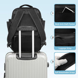 SUIKIHUM Travel Backpack for Men & Women, Carry on Laptop Backpack, Water-Resistant Oxford Fabric, Fits 16" Laptop, Anti-Theft & Luggage Strap, Black