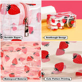 CarryEpic Clear Makeup Bag, Small Clear Toiletry Bag for Travel, Cosmetic Makeup Organizer Bags with Zipper, Plastic PVC Pouch Transparent Zip for Purse Reusable TSA Approved Quart Size (Strawberry)