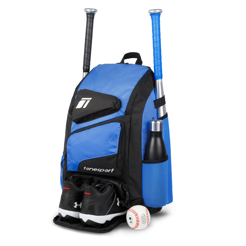 Tonesport Baseball Bag - Backpack for Baseball, Softball, Tball - Adults & Youth Bat Bag - Royal Blue