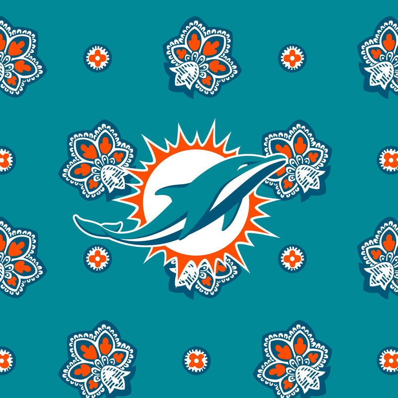 Vera Bradley Women's Cotton Nfl Small Backpack (Multiple Teams Available), Miamidolphinsonaqua/Orangebandana, One Size