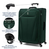 Travelpro Maxlite 5 Softside Expandable Luggage with 4 Spinner Wheels, Lightweight Suitcase, Men and Women, Forest Green, Checked-Large 29-Inch