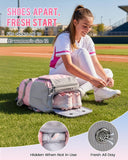 MATEIN Girls Softball Bag with Helmet Net, Lightweight Softball Backpack with Ventilated Shoe Compartment & Organizer Pocket, Youth Baseball Bag with Side Pockets for 40oz Tumbler & TBall Bats