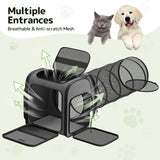 Cat Backpack with Detachable Play Tunnel, 2 in 1 Cat Tunnel Backpack Suitable for Carrying & Playing, Expandable Dog Backpack for Small Medium Kitten Puppy, Suitable for Travel Hiking Camping