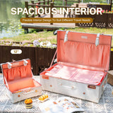 urecity Vintage Luggage Set, 2 Piece Retro Leather Suitcase for Women, Travel Luggage with Spinner Wheels and Beauty Case, Cute Designer Trunk Luggage (Rose White, 20"+12")