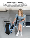AOTOS Smart Rideable luggage-Roller carry-on luggage 22x14x9-TSA, Airline-Approved 22 inch Hardshell,Zipperless Travel Suitcase with Rolling WheelsApp Control -Cabin Suitcase for Airport Travel(Blue)
