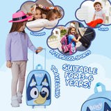 Bluey Kids Rolling Suitcase, 16 x 13 x 4 inches, Luggage for Girls and Boys, Travel Bag with Extendable Handle and Wheels, Gifts for Kids
