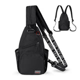 Geestock Convertible Sling Bag for Women Men, 12.6" Crossbody Sling Backpack with Headphone Hole Fit 7.9" Tablet, Lightweight Chest Bag Daypack Crossbody for Travel Sport Hiking & Commute, Black