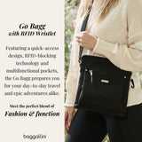 Go Bagg with RFID Wristlet - Lightweight 10.75"x10" Travel Purse Crossbody Bag for Women