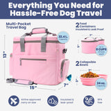 The Original Doggy Bag™ - Complete Dog Travel Bag for Supplies with 2 BPA-Free Travel Bowls & 2 Pet Food Containers - A Dog Mom Gift for Day Trips, Camping, Road Trips & Weekends Away: Lt. Pink