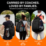 Fitdom Heavy Duty Small Mesh Equipment Ball Bag w/Adjustable Backpack Shoulder Strap Design for Coach. 2 Different Size Compartments. Perfect for Soccer Football Volleyball Basketball & Water Sports