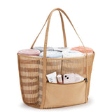 KALIDI Upgrade Version Beach Mesh Tote Bag MAX 27L Large capacity,Shoulder Bag Nylon Hobo Women Casual Foldable FOR Beach Picnic Grocery Bag Khaki