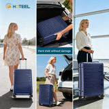 Hoteel Luggage Sets 5 Piece, 4-Year Warranty, Carry-On Luggage with Dual-Spinner Wheels, PC+ABS Hardside Suitcase Set with TSA Lock, Durable Large Suitcase, Dark Blue(20/24/28/DB/TB)
