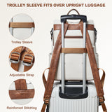 Shrrie Laptop Backpack for Women 15.6 inch,Travel Leather Backpack Purse Nurse Teacher Carry on Backpack Computer Bag,Professional Water-Resistant College Business Work Casual Daypack,Beige with Brown