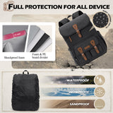 RAINSMORE Camera Bag Backpack for DSLR/SLR Mirrorless 15.6 Inch Laptop Camera Back Pack for Photographers Anti-Theft Photography Bags Case with Tripod Holder & Rain Cover, Black