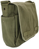 ARMYU Verde Oliva Original Lona de Algodón Pesado Clásico Bolso Militar Mensajero + Bandas Decorativas