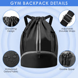 BROTOU Soccer Bags - Football & Volleyball Backpack with Ball & Shoe Compartment, Gym Bags for Men/Women (L, Black)