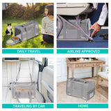 CUSSIOU Soft Sided Cat Carrier for Small Cats Puppies up to 15 Lbs, Airline Approved Pet Carrier Collapsible Travel Puppy Carrier with Reflective Strip, Grey