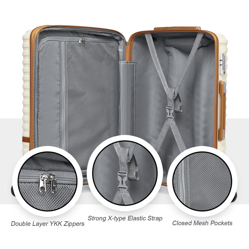 Joyway Luggage Set 7 Piece Suitcase Sets with Spinner Wheel,Hardside Expandable Travel Laggage with TSA Lock (18/20/24/28 White