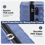 Coolife Luggage Sets, 3 Piece Hard Shell Suitcase Set with Spinner Wheels, Expandable Large Checked Luggage, Lightweight Rolling Carry On with TSA Lock Blue