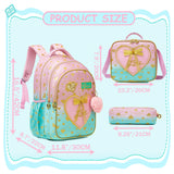 Meetbelify Kids Backpacks for Girls Backpacks for School Kids Canvas Travel Laptop Backpack with Lunch Box for Elementary Students Girls Back to School Bookbag Ages 8-10