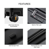 LEVEL8 Luminous Carry On Luggage 20" Inch with Laptop Backpack-Black