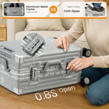 VentureVault Carry On Luggage 22x14x9 Airline Approved, Zipperless Luggage Carry On, Hard Shell Suitcases with TSA Lock, Lightweight Carry On Suitcases with Aluminum Frame (silver, 20inch)