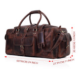 Leather Duffle Bags for Men - 24 Inch Full Grain Leather travel bag, leather overnight bag, Mens Leather Bag, Carry On Leather Weekender Bag, Airplane Leather Luggage Duffel Gym Bag