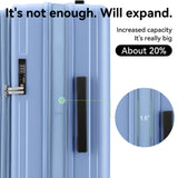 ROAMING 24 Inch Checked Luggage TOP Opening Rolling Suitcase PC hard sided luggage with Spinner Wheels Cup Holder Tsa Lock Specially Designed Ergonomic Pull Rod Handle for Travel Woman Men Blue