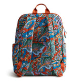 Vera Bradley Women's Premium Cotton Large Bancroft Backpack, Flowers + Feathers, One Size