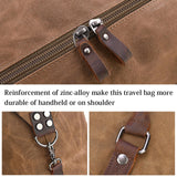 Oversized Travel Duffel Bag Waterproof Canvas Genuine Leather Weekend bag Weekender Overnight Carryon Hand Bag Brown