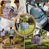 Lollimeow Expandable Cat Carrier Backpack for Large Cats - Airline Approved Pet Carrier Backpack for Small Dogs, Hiking & Travel, Waterproof with Breathable Mesh, 14lbs Capacity (Plum, Standard)