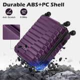 Coolife Medium Luggage Hardside Carry On with Spinner Wheels TSA Lock Telescopic Handle 24inch-Purple
