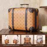 NZBZ Vintage Luggage Sets of 2, Vintage Suitcase Set for Women and Men, Cute Retro Luggage Sets Vintage Handmade Zipper Retro Trunk Luggage (Orange Brown, 14inch & 28inch)