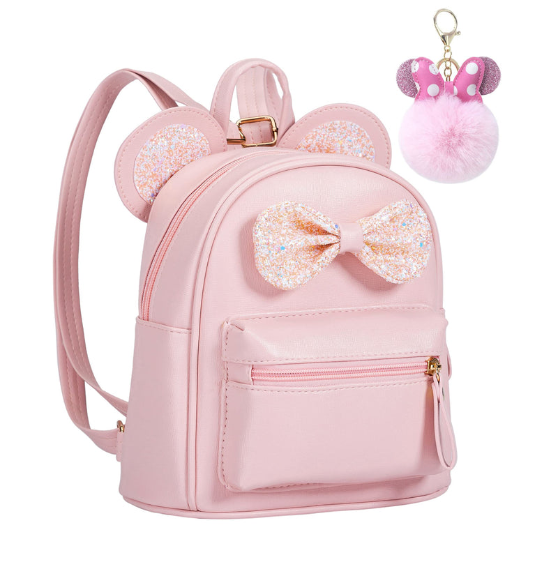 Sunwel Fashion Cutest Toddler Sequin Bow Mouse Ears Bag Mini Backpack for Teen Little Girls with Pom Pom(pink) | Backpacks4Less
