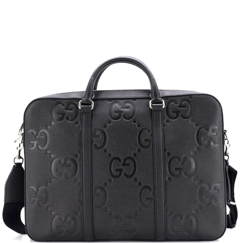 Gucci, Pre-Loved Convertible Briefcase Jumbo GG Embossed Leather, Black