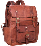 17-inch Brown Mens Leather Backpack Large Vintage Laptop Backpack Leather Bookbag Travel Rucksack For Work, Hiking, Business, & Daily Use Shoulder Bag